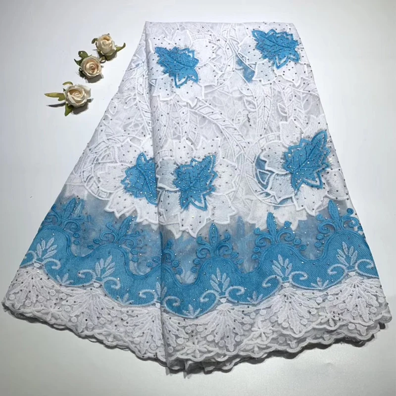

African Lace Embroidered Nigerian Fabric High Quality French Tulle Lace Fabric For women's tuxedo embroidered wedding dress