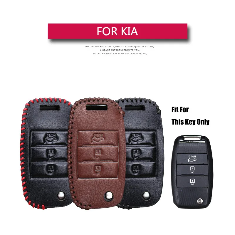 

Leather 3 Buttons Remote Key Case Cover Shell For Kia Soprtage Carens Cerato Forte Rio K2 K3 K5 Remote Car Accessories Styling