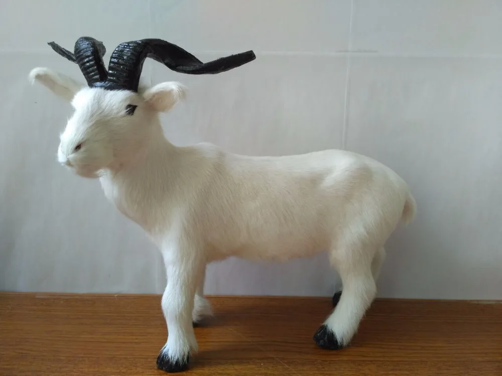 

large 34x10x28cm simulation goat plastic&real furs white sheep model handicraft prop home decoration gift d2325