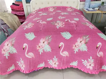 

1PCS cotton high-grade striped velvet bed cover active printing / flamingo multifunctional bed cover / soft winter blanket