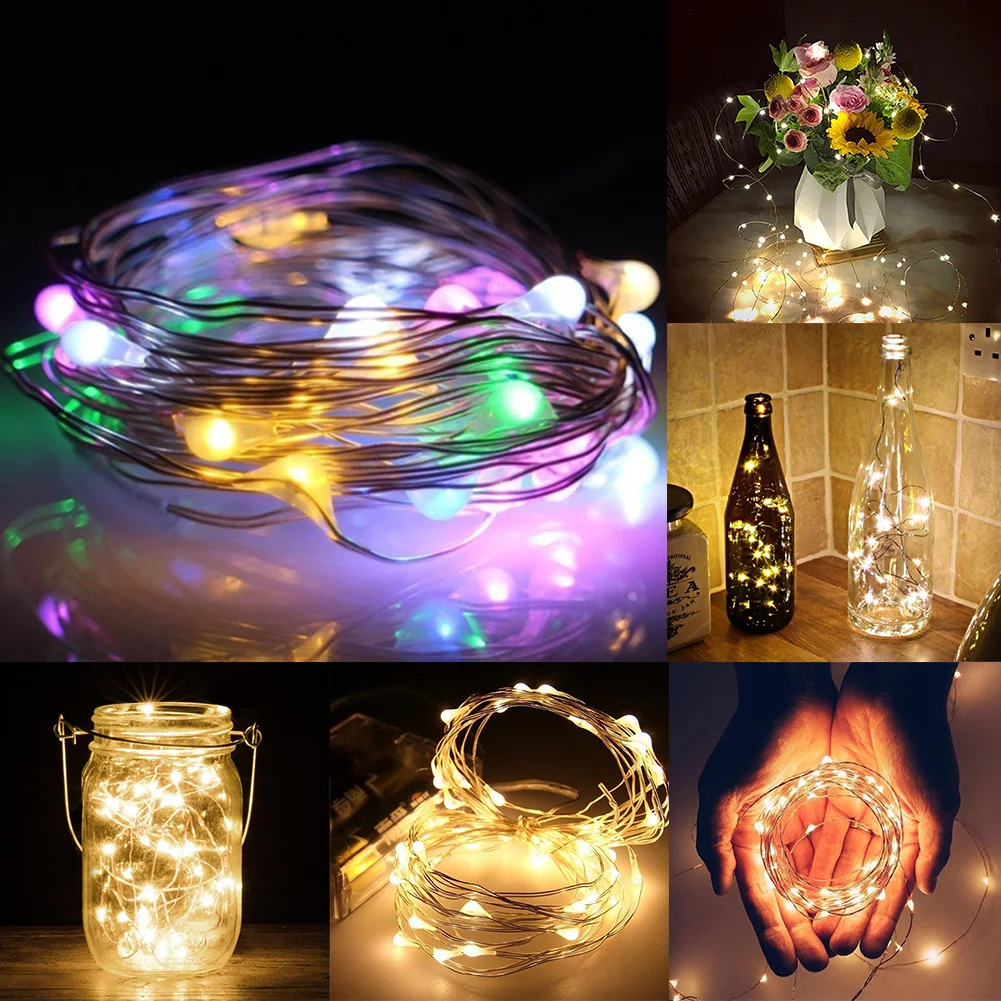 0 LED 2 نمط رومانسية الجنية سلسلة أضواء النحاس حبل سلسلة أضواء المنزل المطبخ القهوة الزفاف حزب خارج DIY ديكور