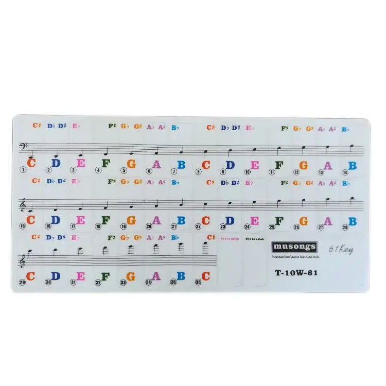 

HOT-musongs Piano Sticker for 61 Key Keyboards - Transparent and Removable