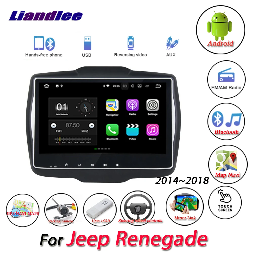 Sale Liandlee Car Android System For Jeep Renegade 2014~2018 Radio AUX Mirror link GPS Navi Navigation HD Stereo Multimedia No CD DVD 2