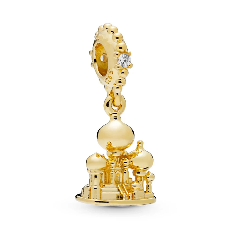 

PANDULASO Gold Agrabah Castle Dangle Charm Fits Pandora DIY Bracelets Original Silver 925 Desny Bead for Women Making Jewelry