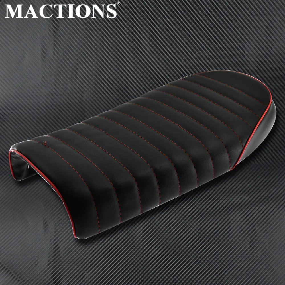 Мотоциклетное Ретро сиденье винтажное плоское Brat Черное и красное седло Racer для