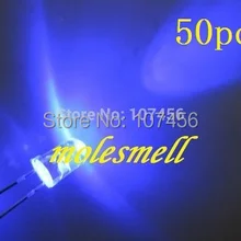 50 шт 5 мм Ультра яркий синий светодиодный 5 мм светоизлучающий диод 5 мм Прозрачная Круглая синий светодиодный