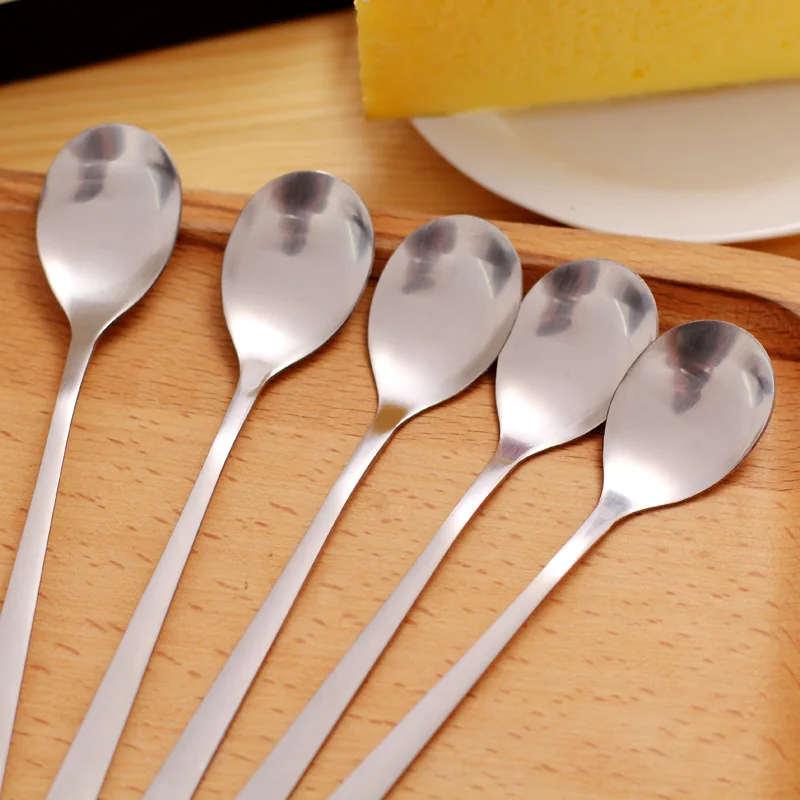 

1pcs Long Handle Stainless Steel Tea Coffee Spoon Cocktail Ice Cream Soup Spoons, Kitchen Tools Cooking Accessory
