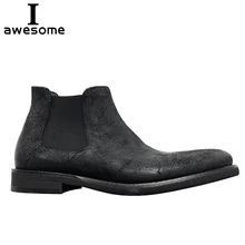 Handmade Genuine Leather Autumn Men Boots Men Ankle Boots Retro Flats Casual Boots Men cowhide Chelsea boots Botas Slip-on heinrich hot sale new fashion luxury men slip on boots men brand male chelsea ankle boots botas militares botas de combate