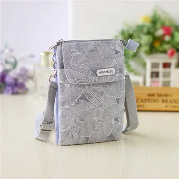 

Canvas leaves printing women mini handbag ladies small shoulder crossbody phone bag female money pouch bolsa feminina for girls