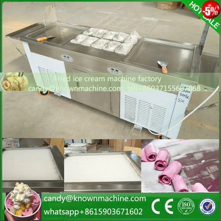 220V 110V fry ice cream machine double pan yogurt milk ice roll machine each pan work seperate 2016 new double round pan fry ice cream roll machine 45cm 2800w luxurious intelligent double pan milk roller with r410a