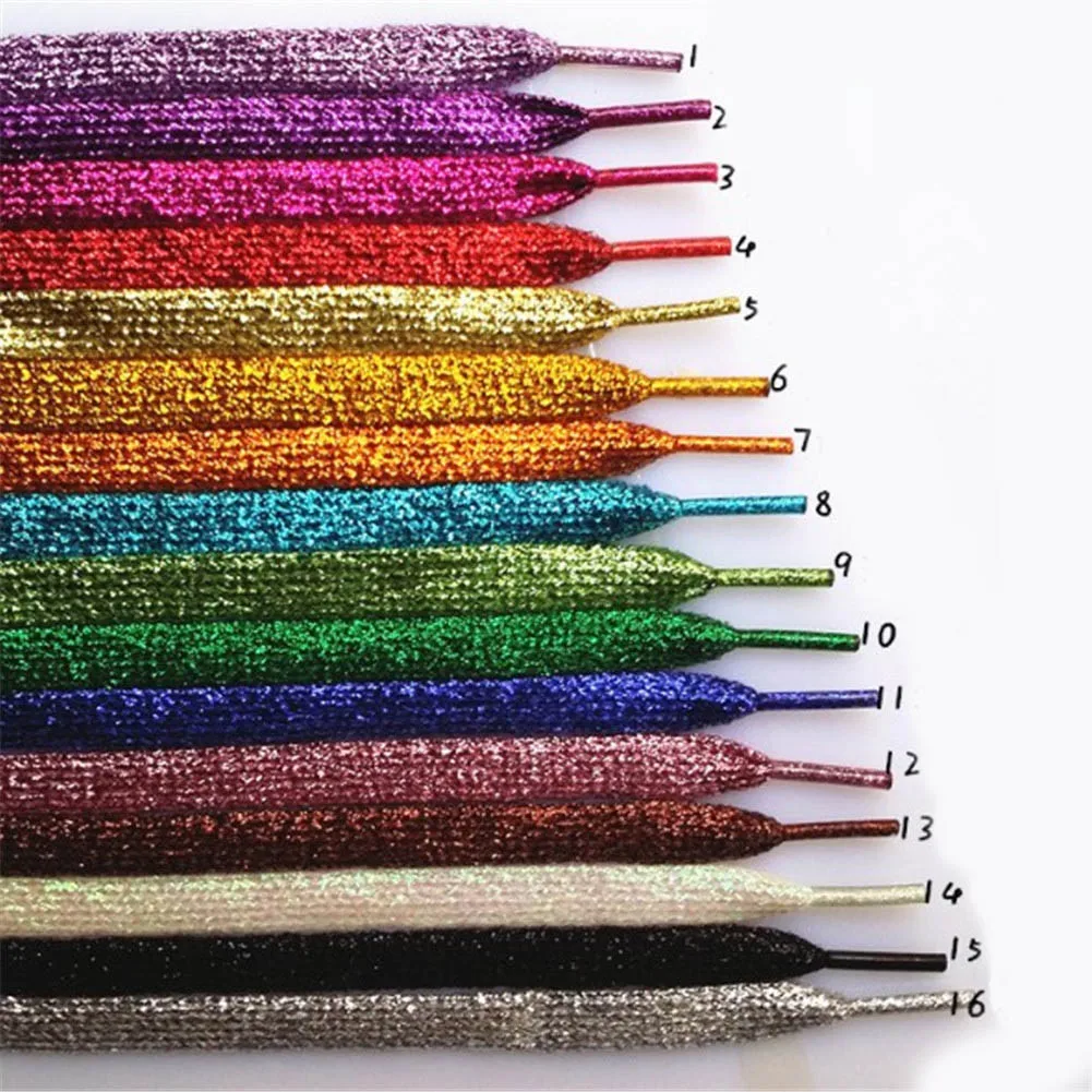 

Fashion 1 pair 110 cm Shiny Gold and Silver thread Sneakers Flat Shoelaces Bootlaces Shoe laces Strings