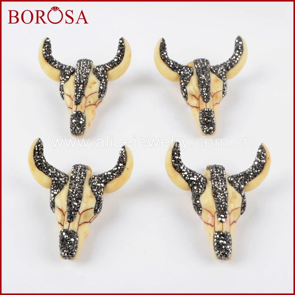 BOROSA 1 шт. кулон головы буйвола крупного рогатого скота Стразы Смолы Головы Быка