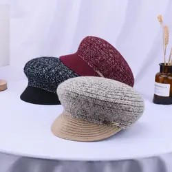 2019 Шерсть Твердые Осень Зима Восьмиугольные шляпы кепка для женщин кепка газетчика модный элегантный женский берет Кепка Gorras женская