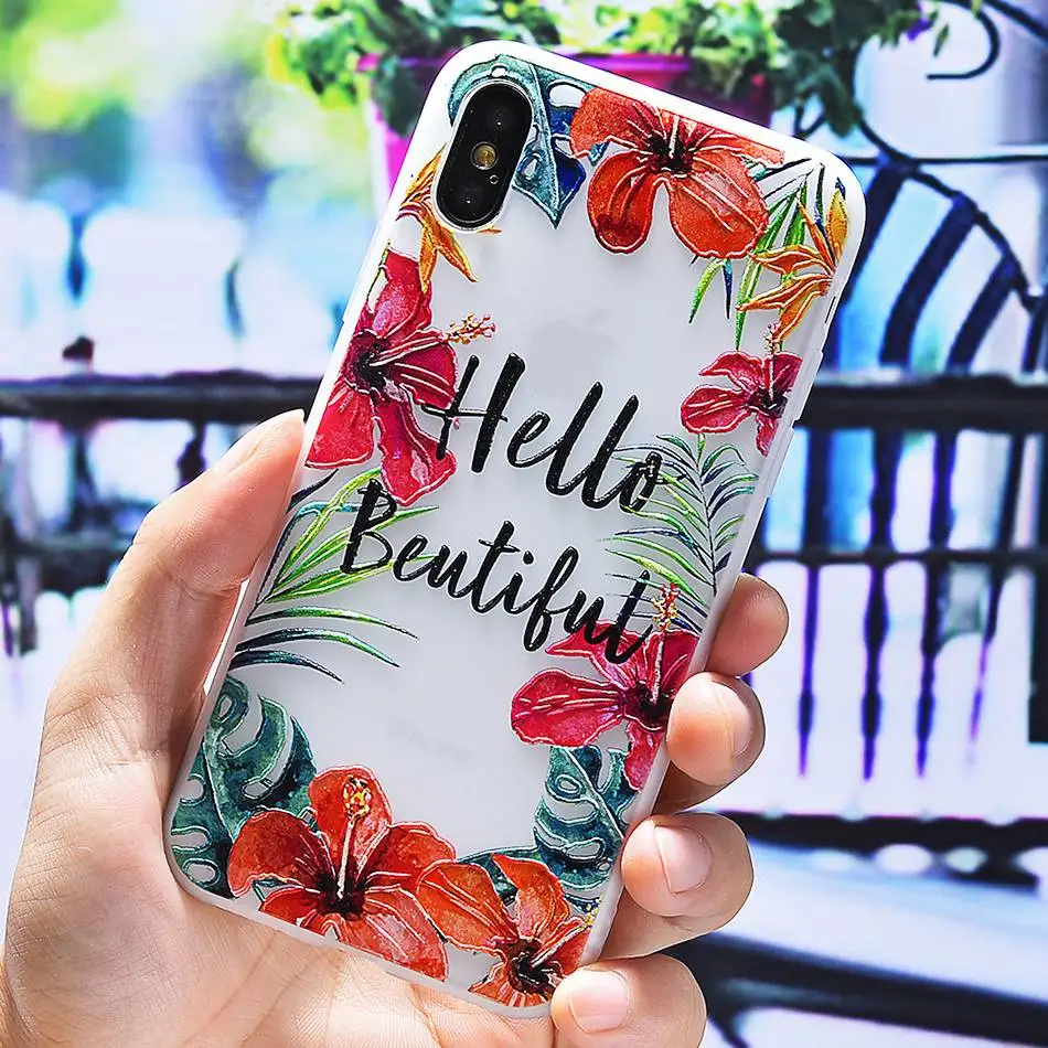 3D Silicone Relief Floral Case For iPhone XS Case For iPhone 2018 XS Plus Soft TPU Flower Matte Case Cover Phone Cases On        (27)