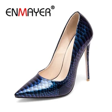 ENMAYER Women Super High Heels Pumps Pointed Toe Shoes Summer Big size 34-43 Woman Stiletto Thin Heels Party Ladies Shoes CR704 2018 women shoes black work super high heels shoes woman sweet bow single shoes big size 32 43 46 47 leather shoes red bottom