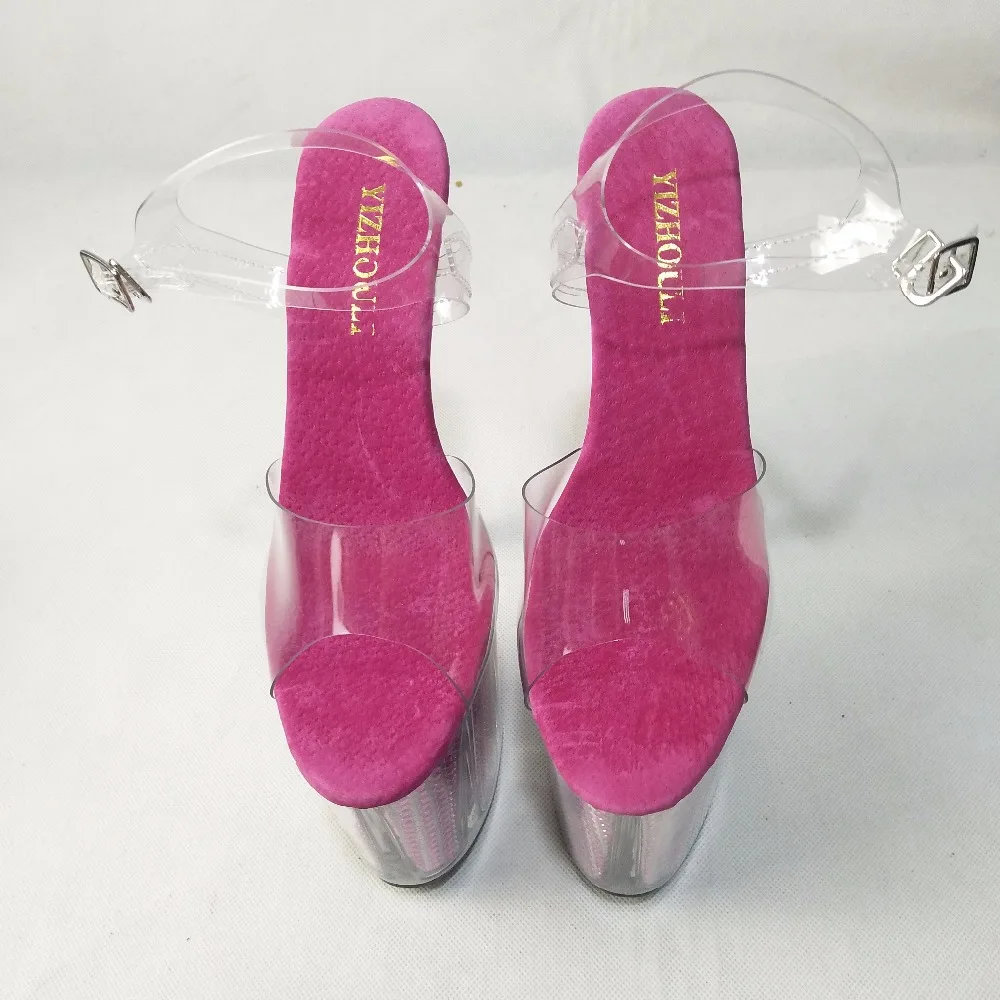 New sexy gladiator style 20 cm high heels, transparent platform sandals, 8 inch dancing shoes