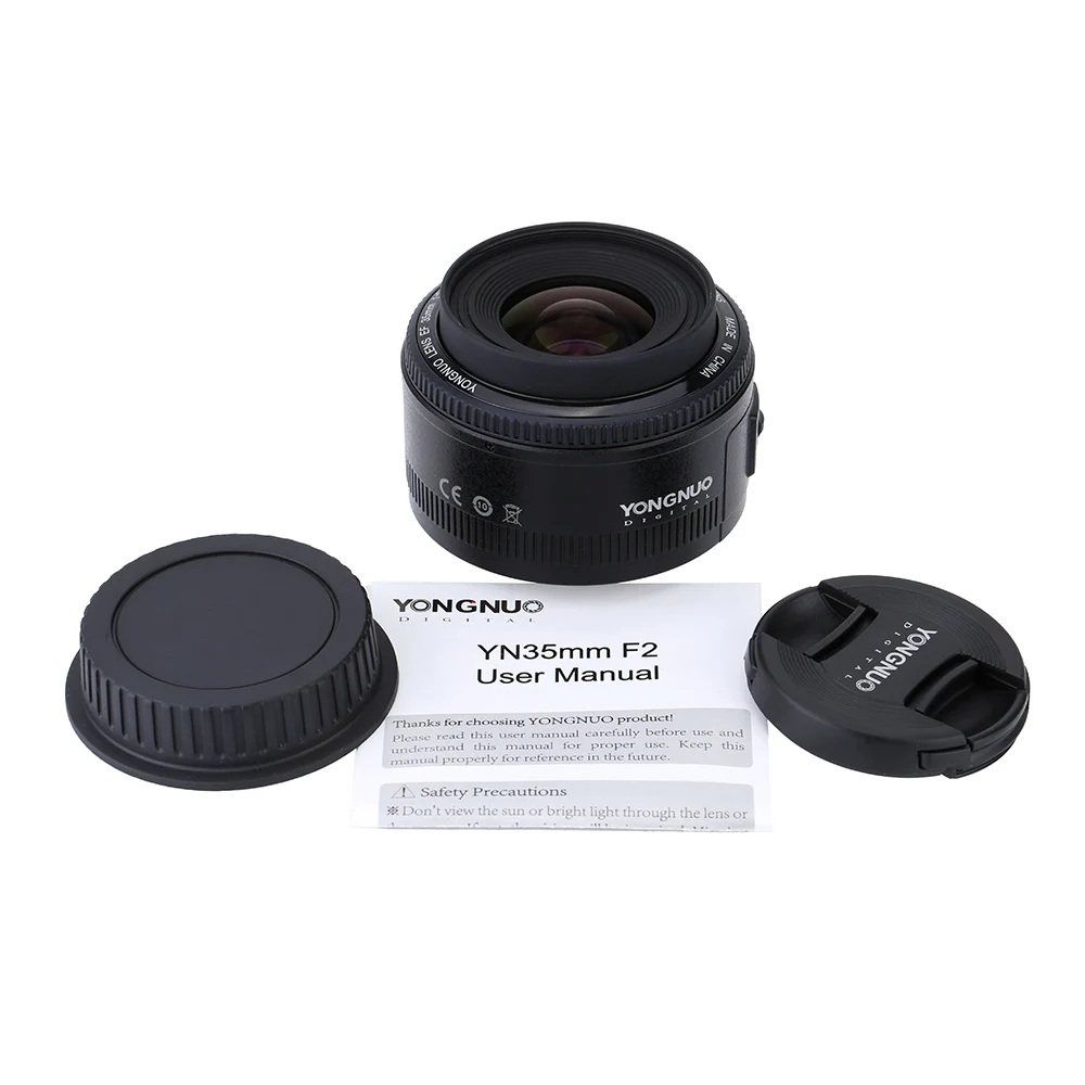 YONGNUO YN35mm F2 1:2 AF MF широкоугольная фиксированная основная линза для камеры Canon EF EOS сумка для объектива чистящий комплект