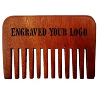 Выгравирован логотип Широкие зубы деревянный Расчёски и гребни для волос прямо карман деревянный борода Расчёски и гребни для волос пользовательские природных красная amoora деревянный гребень fh-03