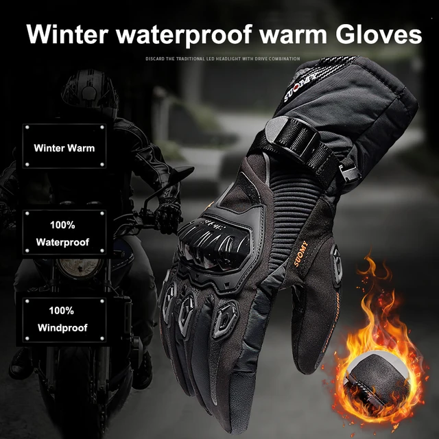 Winter Warm Motorcycle Gloves 100% Waterproof Windproof Guantes Moto Racing Luvas Touch Screen Motorbike Riding Protective