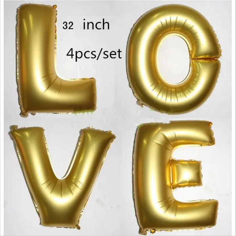 4pcs 32 inch Gold LOVE Ballons Valentine's Day/Wedding/Party Room Decoration Air Balloon Foil Inflatable Balloons | Дом и сад