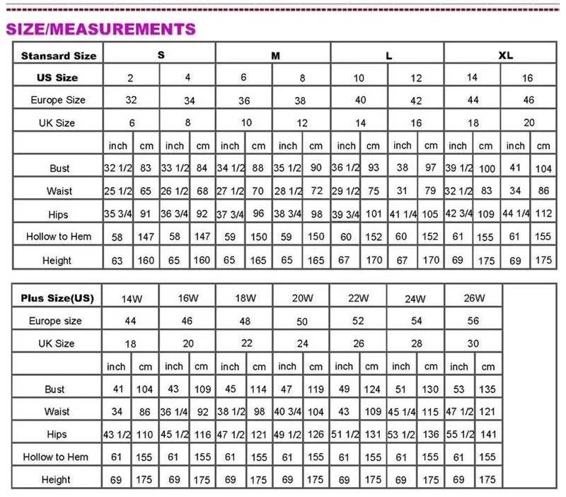 size chart