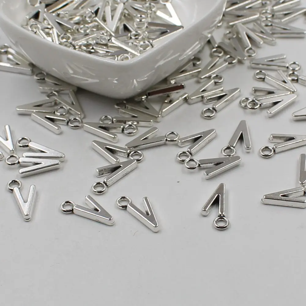

20 pcs Double Side Alphabet(V)Letter Tag Charm Pendant Initials Jewelry Making