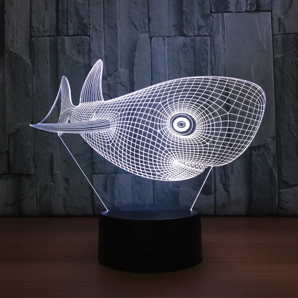 

Cute Head Shark USB Table light NightLight 3D Lamp LED Light Children Nightlight Visual Led Night Lights Illusion Mood Drop Ship