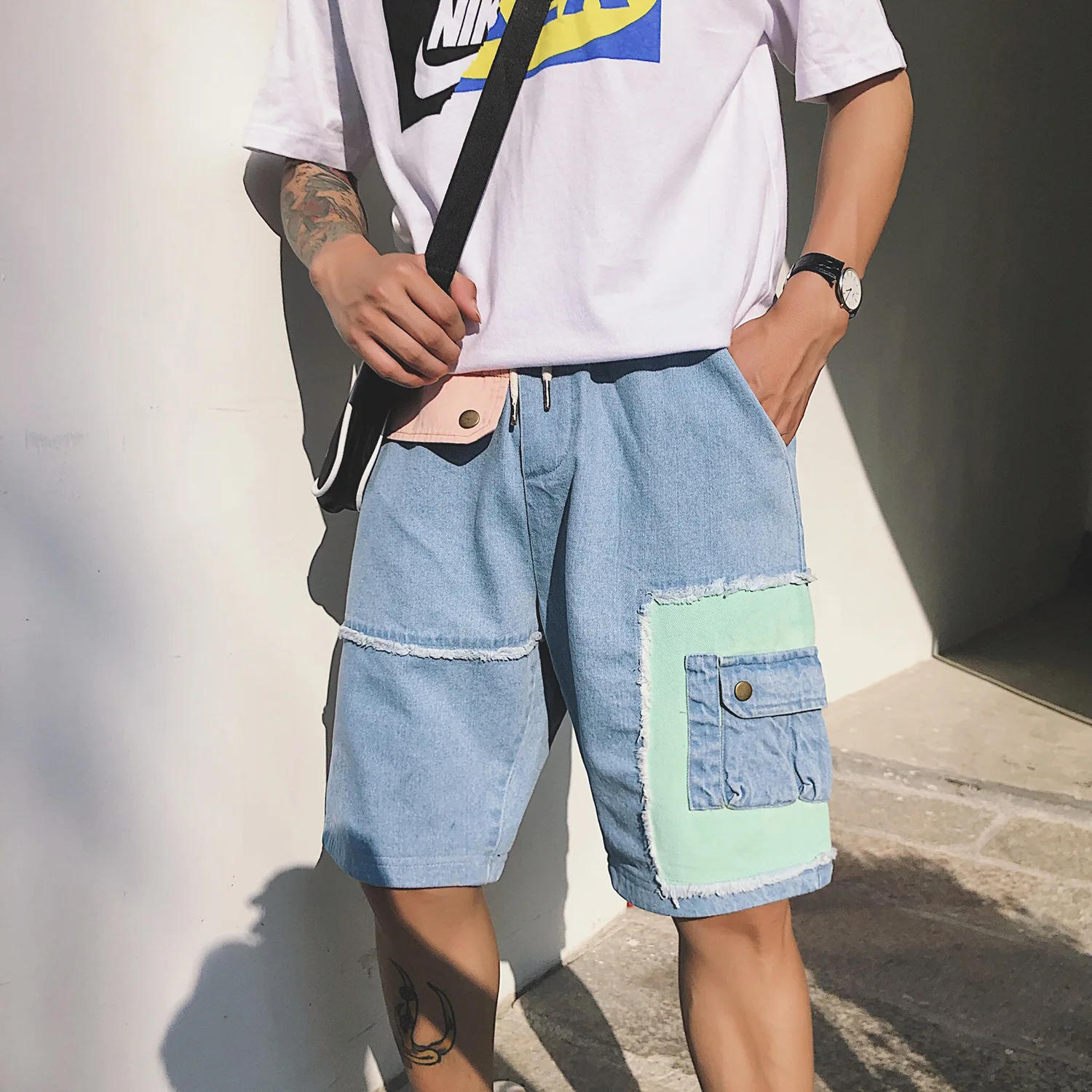 Fashion Casual Knee Length Short Jeans Men 2018 Baggy Straight Punk ...