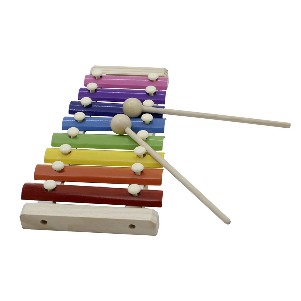 Цветной ксилофон 8 нот Glockenspiel с деревянными молотками ударный инструмент Игрушка музыкальный подарок для детей