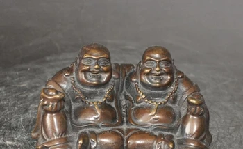 

chinese buddhism bronze 2 happy laugh Maitreya Buddha wealth yuanbao statue