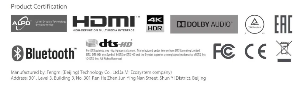 Лазерный проектор Xiao mi jia tv 150 дюймов многоязычный 4K Full HD с DOLBY DTS 3D HDR mi домашний кинотеатр