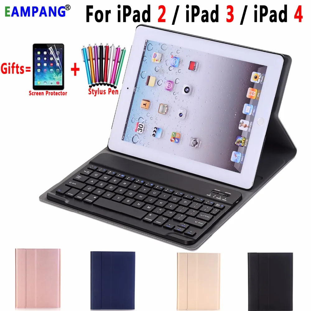 Тонкий ABS съемный Беспроводной Bluetooth клавиатура Smart Кожаный чехол для Apple iPad 2/3/4 9,7 дюймовый Коке Капа принципиально
