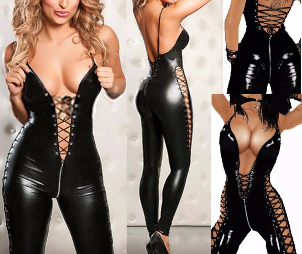 roupa erótica, couro pvc, bodysuit, macacão preto, m, g, gg, xxg