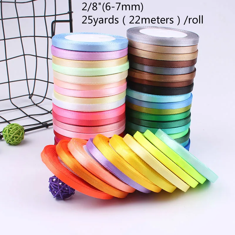 Decorations Colorful 1 Roll 25 Yards Wedding Craft Sewing 6mm Satin Ribbon