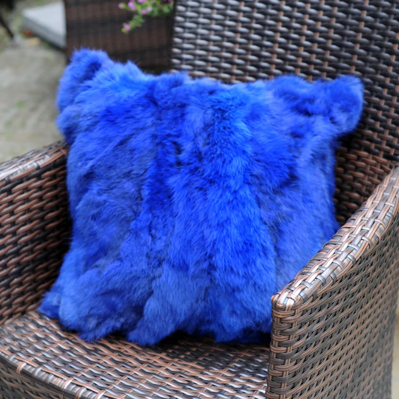 Decorative Pillows For Sofa Fancy Real Rabbit Fur Patchwork Cheap
