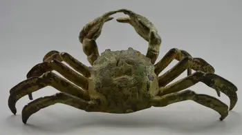 

Collectible Vintage Old Handwork Bronze Carved Crab 8 Side Bring Money Statues