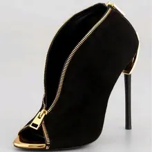 2019 New Style Fashion Runway Stretch Sock Boots Peep Toe Stiletto Heel Big Zip Decor Ankle Boots Shoes Woman Crotch Booties choudory 2017 fashion runway stretchy sock boots point toe stiletto heel thigh high boot kylie jenner shoes woman crotch booties