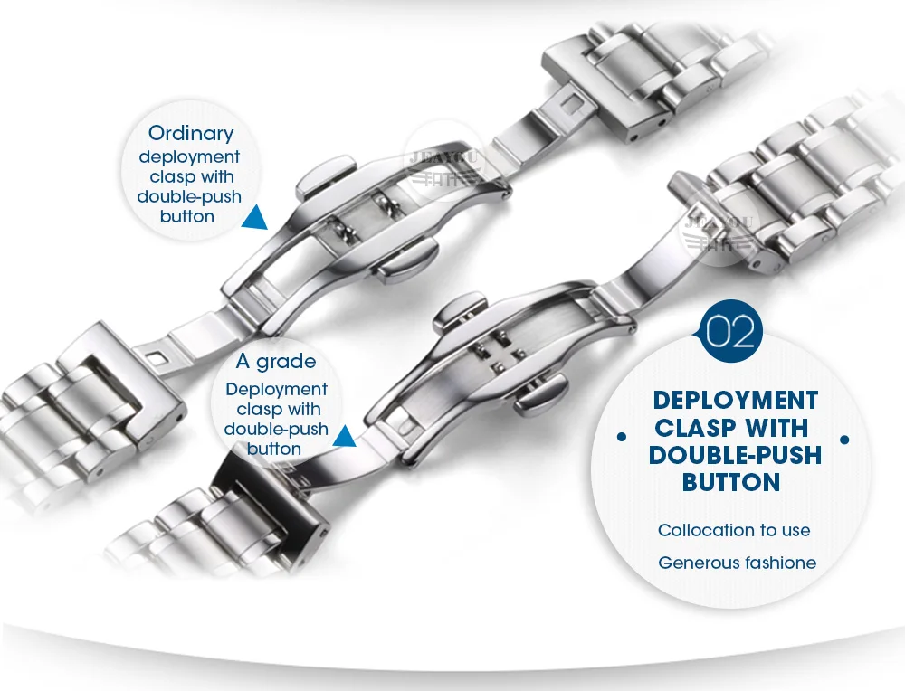 JEAYOU Для мужчин Нержавеющая сталь ремешок для наручных часов серебристый ремешок для часов браслет для часов из нержавеющей стали для автоматические механические мастер коллекция 19/20/21 мм