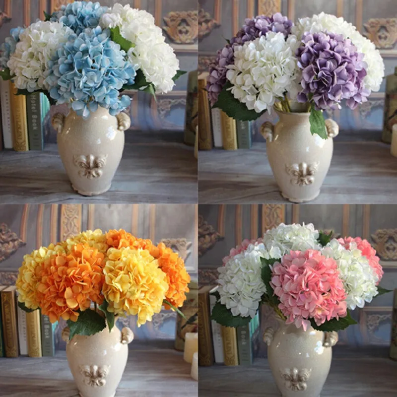 245 7 De Réductionnouveau 1 Pièces Soie Fleur Grand Hortensia Mariage Décoratif Fleurs Artificielles 9 Couleur Maison Mariage Décoration Grand