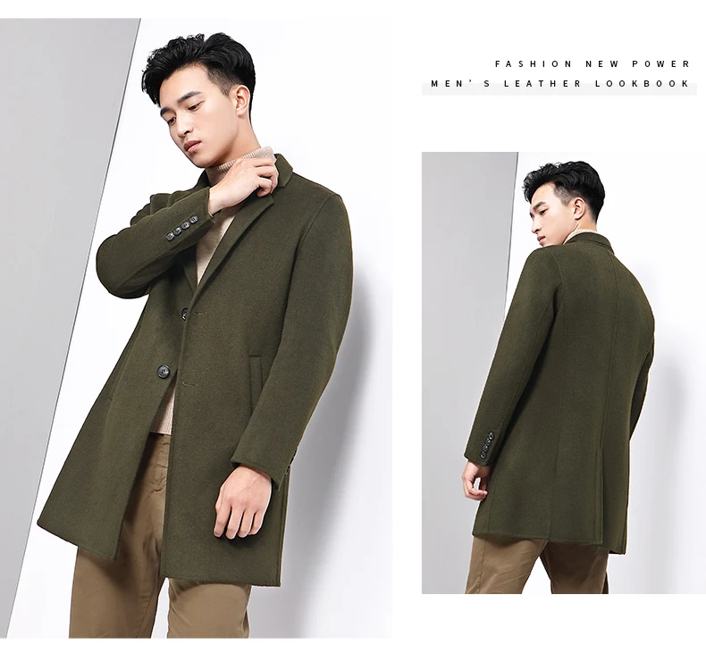 AYUNSUE Mens Coat Long Jacket Wool Coat Men Double Face Woolen Overcoat ...