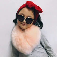 Зимняя детская накидка из искусственного меха енота для девочек зимний теплый шарф украшения на шею шаль из искусственного лисьего меха Рождественский подарок