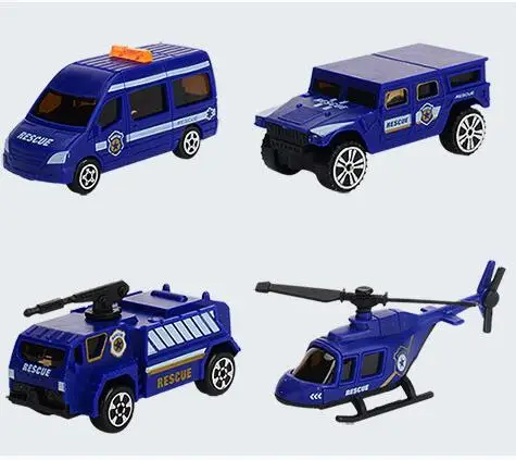 Литой автомобиль вертолет игрушки 1: 64 модель строительной машины пожарная машина скорой помощи самолет трактор спортивный автомобиль игрушка для мальчиков - Цвет: 4pcs d