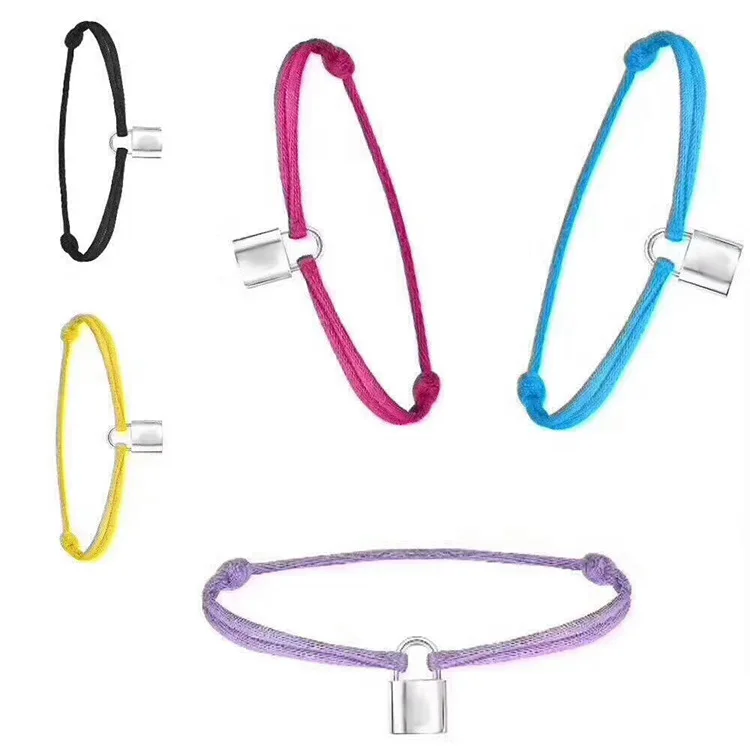 

Charity in 2018 Titanium Steel Silver Lock Multi-color Hand Rope Couples Adjustable hand strap