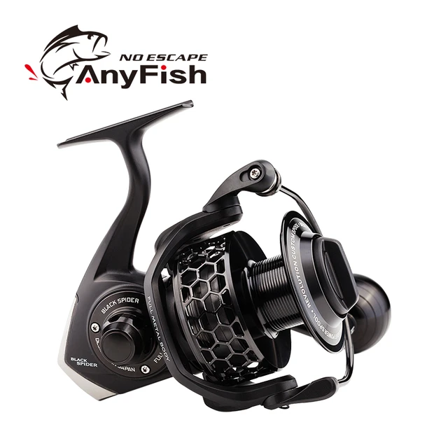 Original Anyfish Black Spider Fishing Spinning Wheel 4500 5000 6500 11+1bb  Gear Ratio 4.9:1/4.4:1/4.3:1 Max Drag 15~30kg Pesca - Fishing Reels -  AliExpress