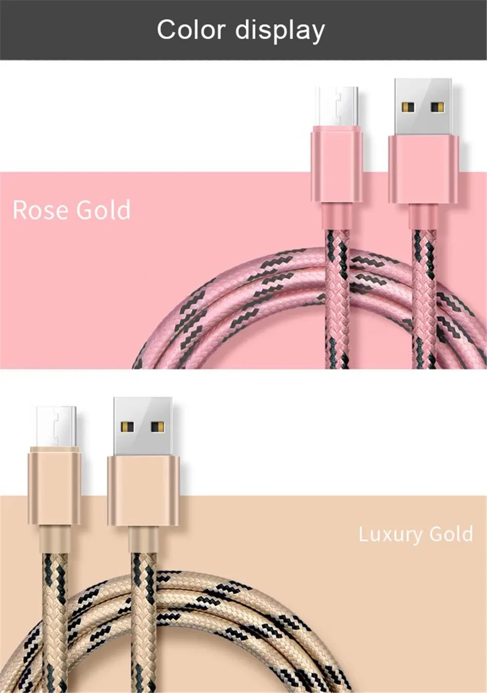 NOHON Nylon Charging Sync Cable For Samsung Galaxy S7 S6 For Huawei Micro USB For Xiaomi 4X 4A Charge Line Fast Charger Cord (11)