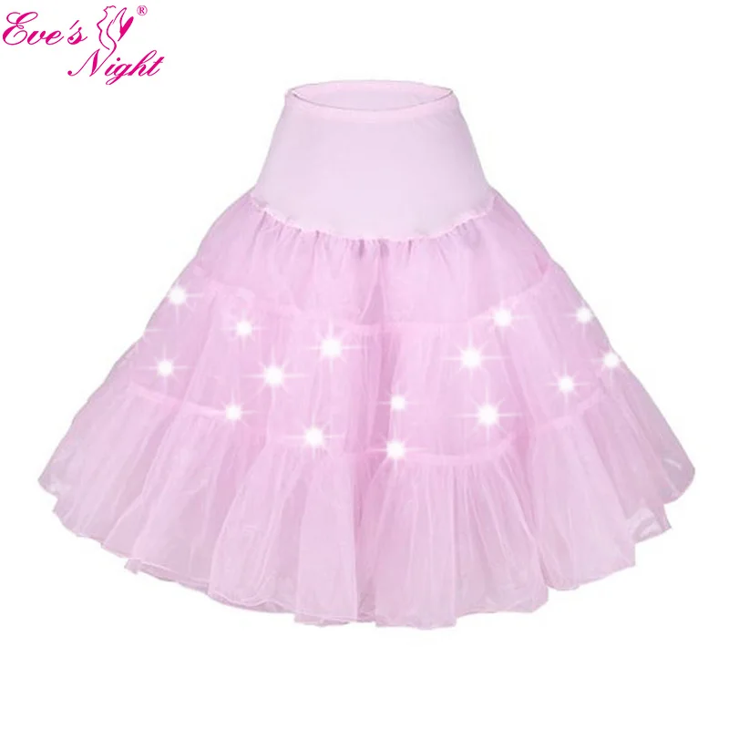 Led Lighting Party Dance Show Midi Tutu Skirt Women Festival Big Hem Mesh Pleated Petticoat Plus Size 3xl 4xl 5xl 6xl Dropship - Цвет: Pink