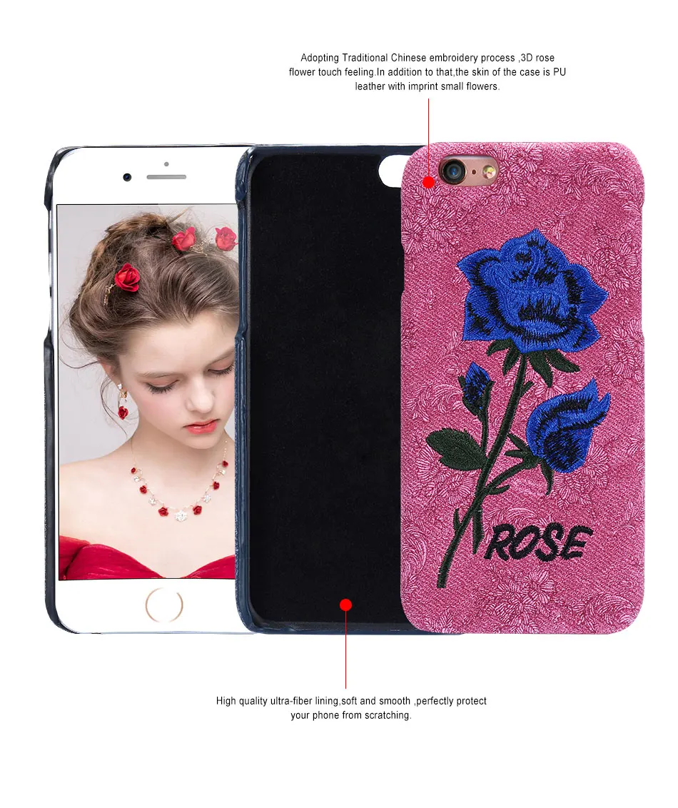 DOEES Vintage Phone Case For iPhone 6 6S 7 Plus Handmade 3D Rose Embroidery Pattern For Samsung Galaxy S8 Plus S7 S6 Edge Cases (5)