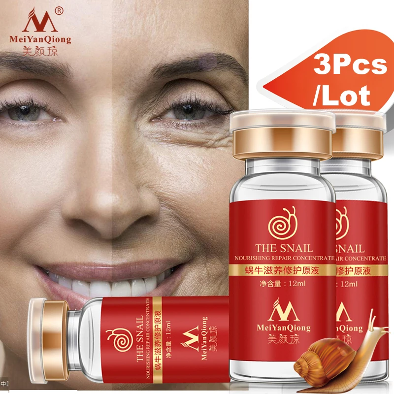 

High Quality Snail 100% pure plant extract Hyaluronic acid liquid whitening blemish serum ampoules anti-acne Rejuvenation Serum