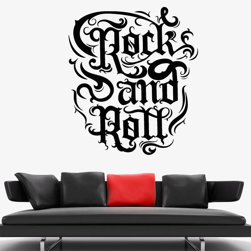 

Rock'n'roll Night Club Signboard Music Quote Stickers Vinyl Wall Decals Removable Interior Self Adhesive Wallpaper Creative 3202