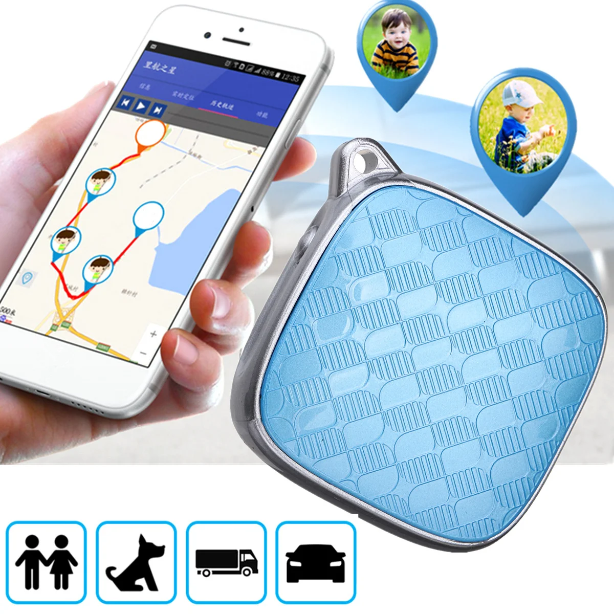 KROAK Mini GPS Tracker Pet Collar Real Time Locator Alarm Kid Cat Dog Anti-lost 2G SIM Tracking Device Key Finder Outdoor